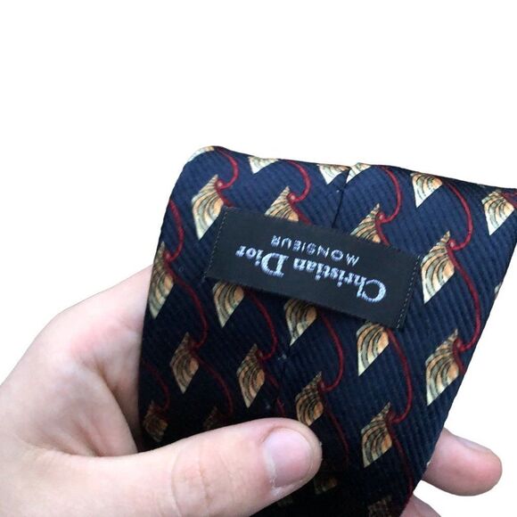 RARE Christian Dior Tie Blue/Red - Picture 2 of 8